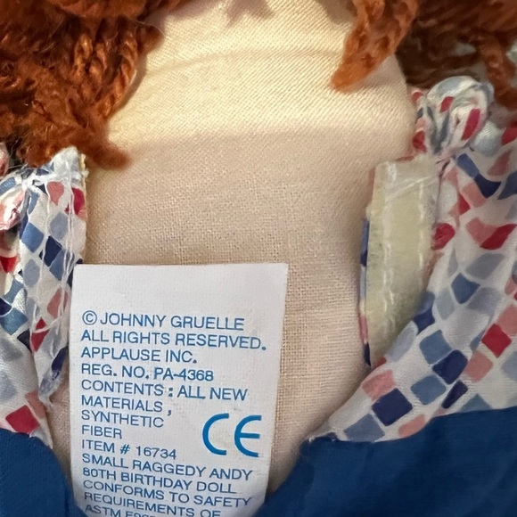 Raggedy Andy 80th Birthday Plush Doll Vintage - Picture 3 of 4
